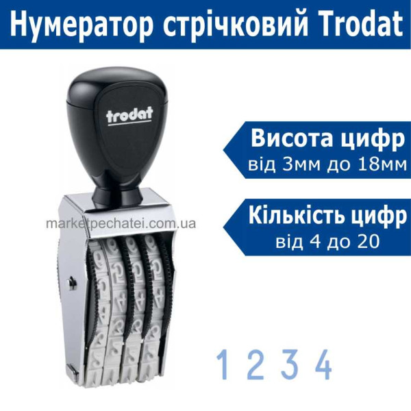 Нумератор стрічковий Trodat 3мм від 4 до 20 розрядний