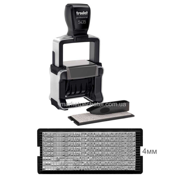 Trodat Professional 5435 typo металевий датер-штамп самонабірний Укр. 2 рядковий 41х24мм