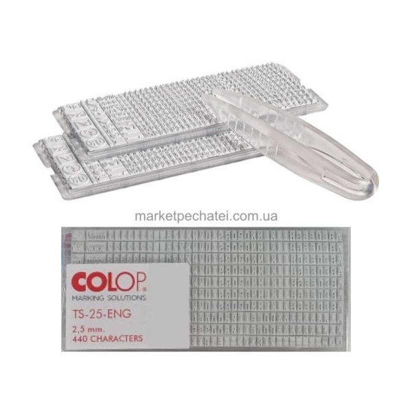 Каса букв TS-25 2,5мм, TS-35 3,5мм Colop ENG (англійська)